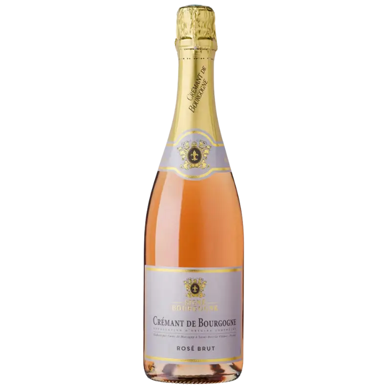 Buy Crémant de Bourgogne Rosé Brut 750mL sparkling wine, elegant gold foil bottle
