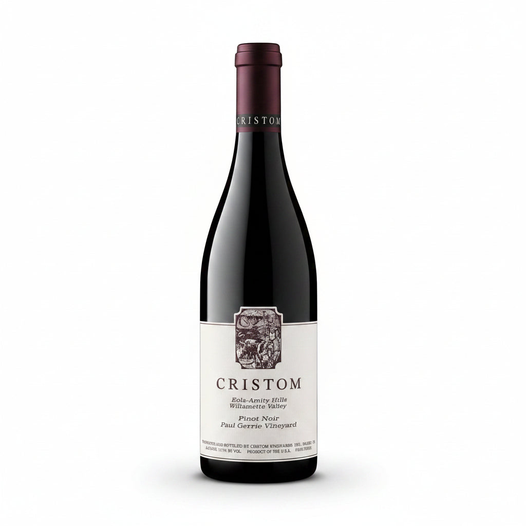 Cristom Paul Gerrie Vineyard Pinot Noir 750mL bottle featuring a dark glass wine bottle with a label displaying vineyard details.