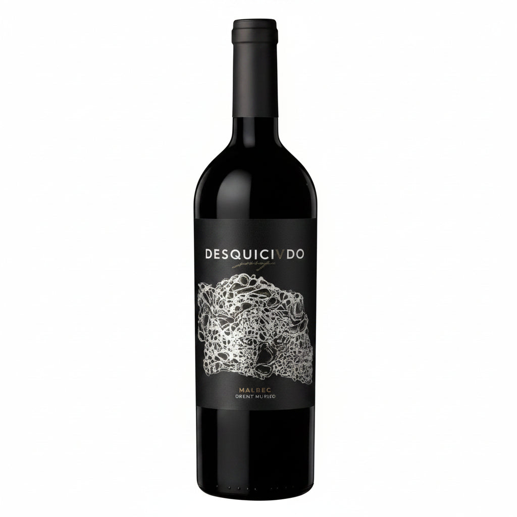 Bottle of Desquiciado Salvaje Malbec wine in 750mL bottle, featuring a dark label and elegant design.