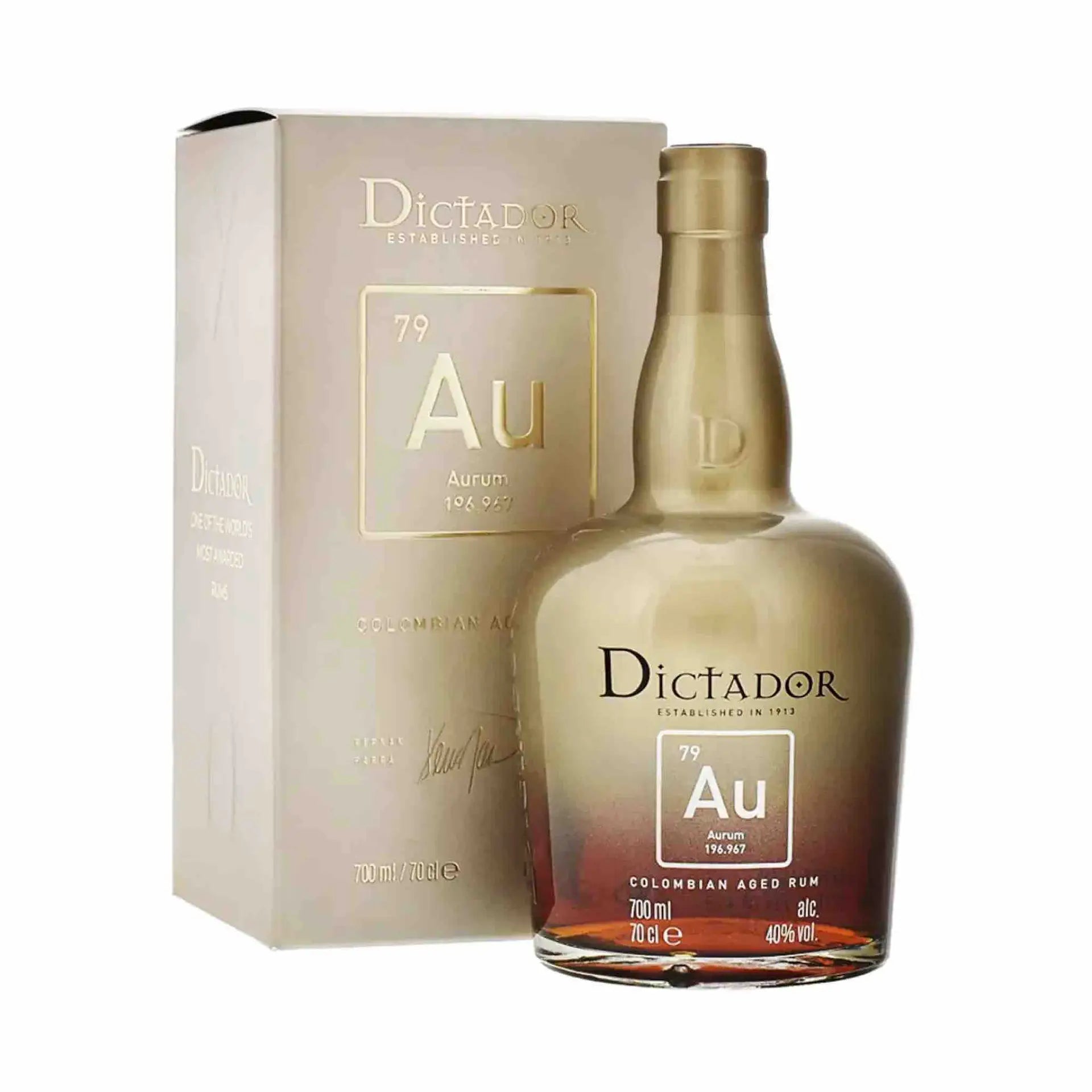 buy Dictador XO Aurum Rum 700mL gold bottle with box, Colombian aged rum