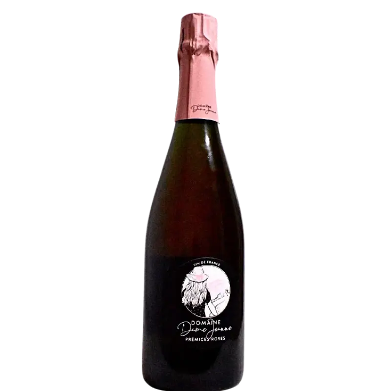 Buy Domaine Dame Jeanne Premices Roses 750mL sparkling wine, black label, pink foil top