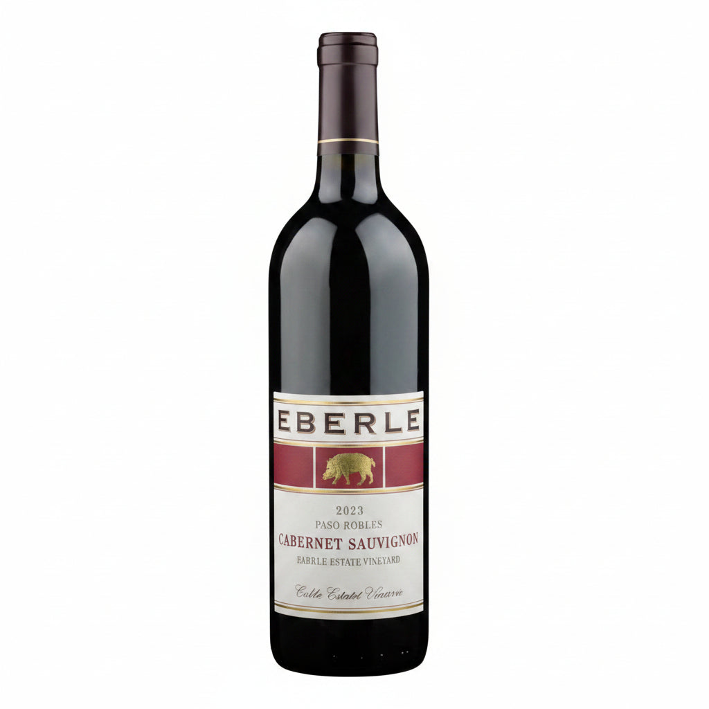 Eberle Estate Cabernet Sauvignon 750mL bottle, showcasing the dark red wine and elegant label design.