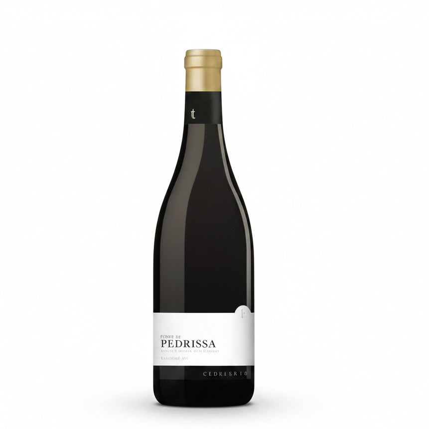 Bottle of Edetaria Finca Pedrissa Carignan red wine in 750mL bottle with a dark label and elegant design.