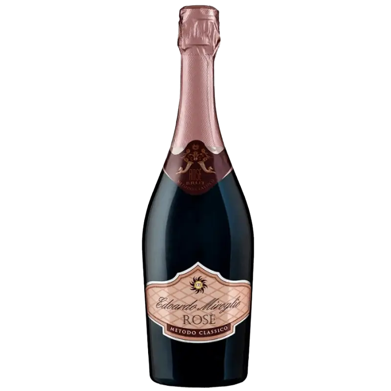 Buy Edoardo Miroglio Brut Rosé 750mL sparkling wine with pink foil and label.