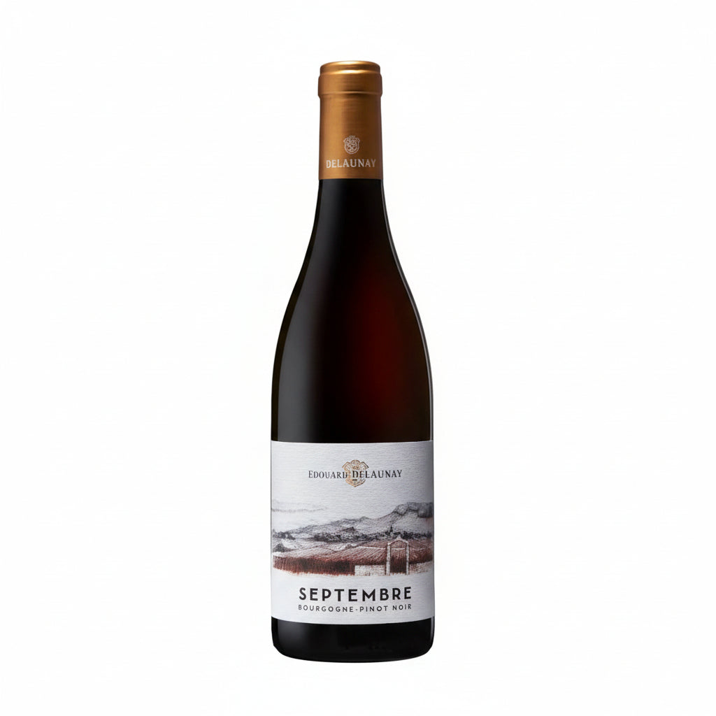 Bottle of Edouard Delaunay Septembre Pinot Noir wine with a dark glass and label featuring elegant branding.