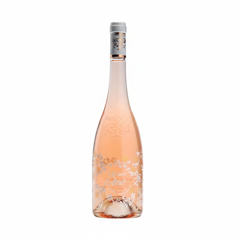 Chateau Roubine La Vie en Rose wine bottle with a pink label, displayed upright on a plain background.