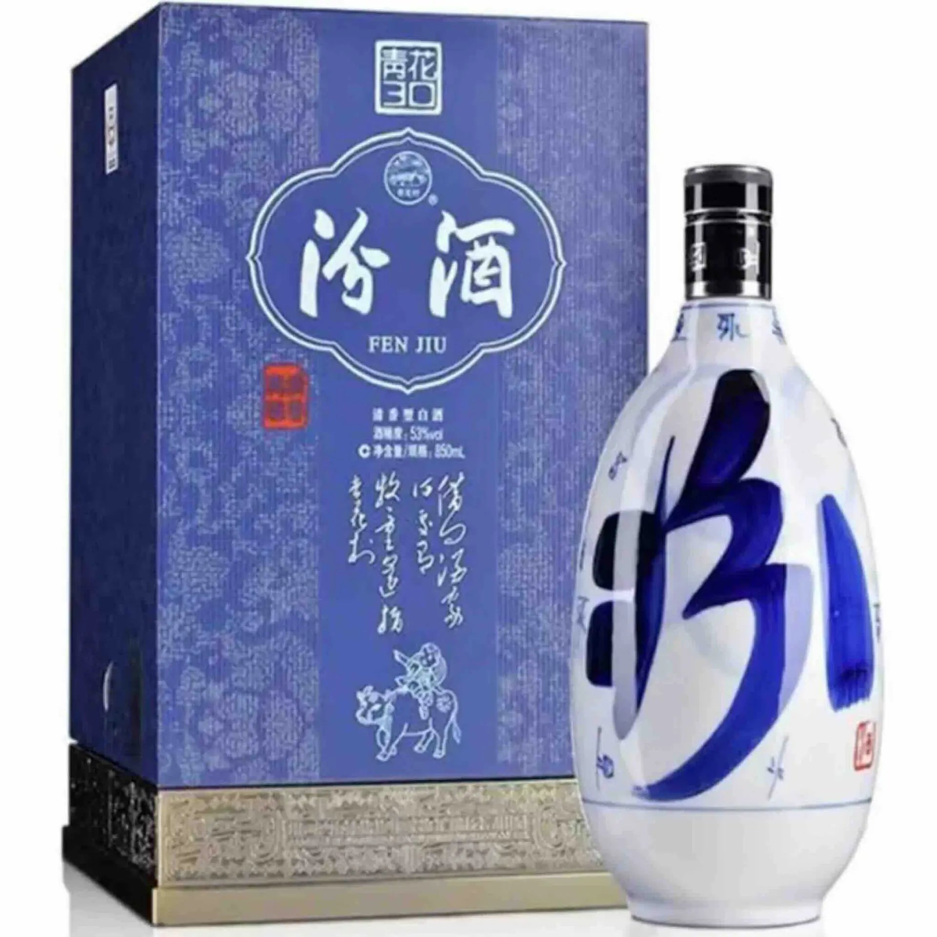 Buy Fen Chiew 30YO, premium Chinese baijiu in decorative blue and white bottle with box