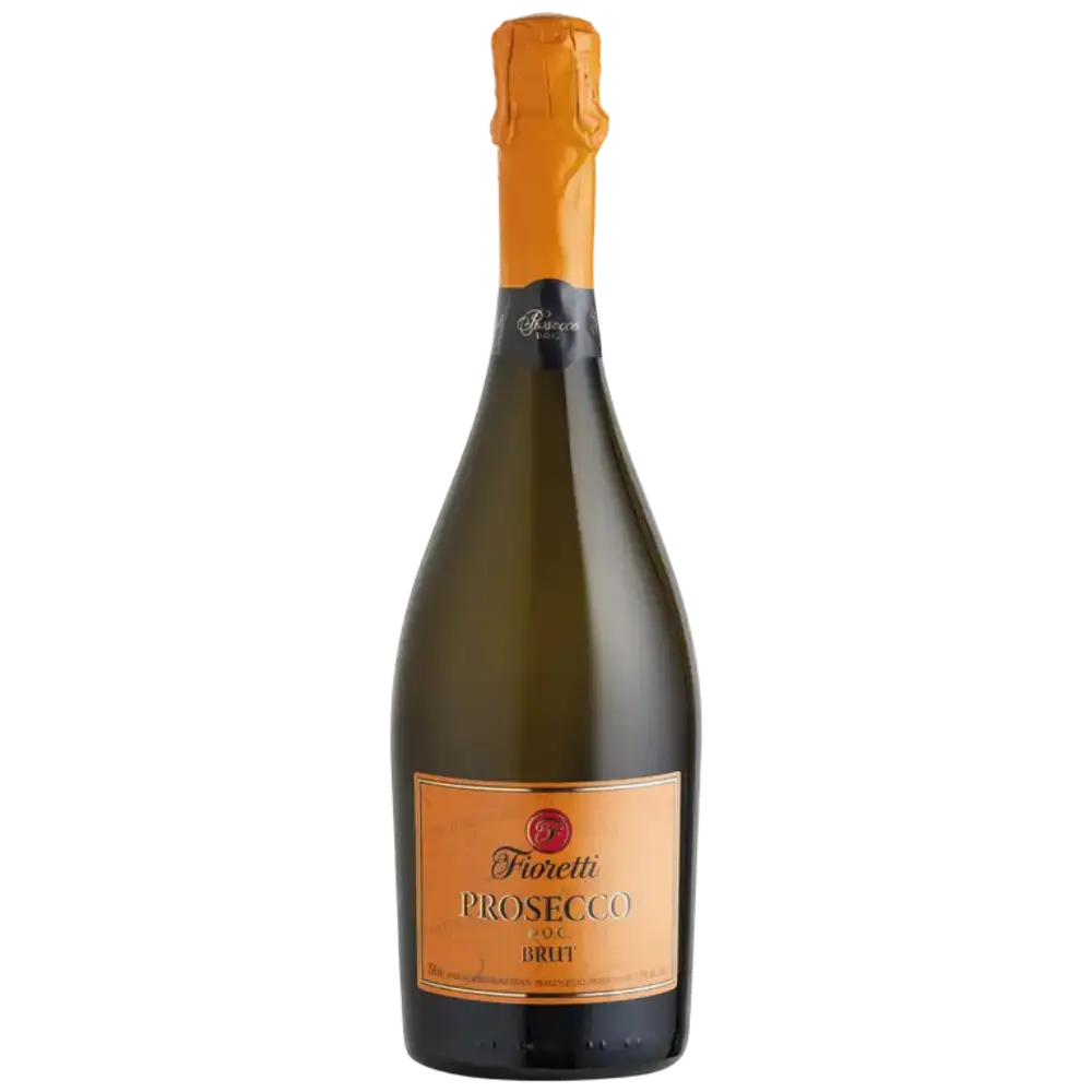 Buy Fioretti Prosecco 750mL, sparkling Italian wine with orange foil and label.