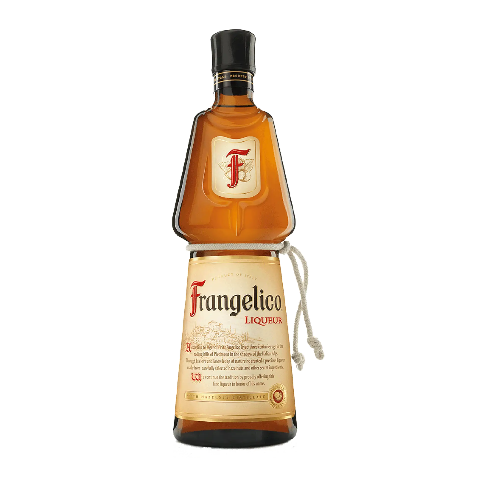 Buy Frangelico Hazelnut Liqueur, glass bottle with label and rope accent, premium spirits