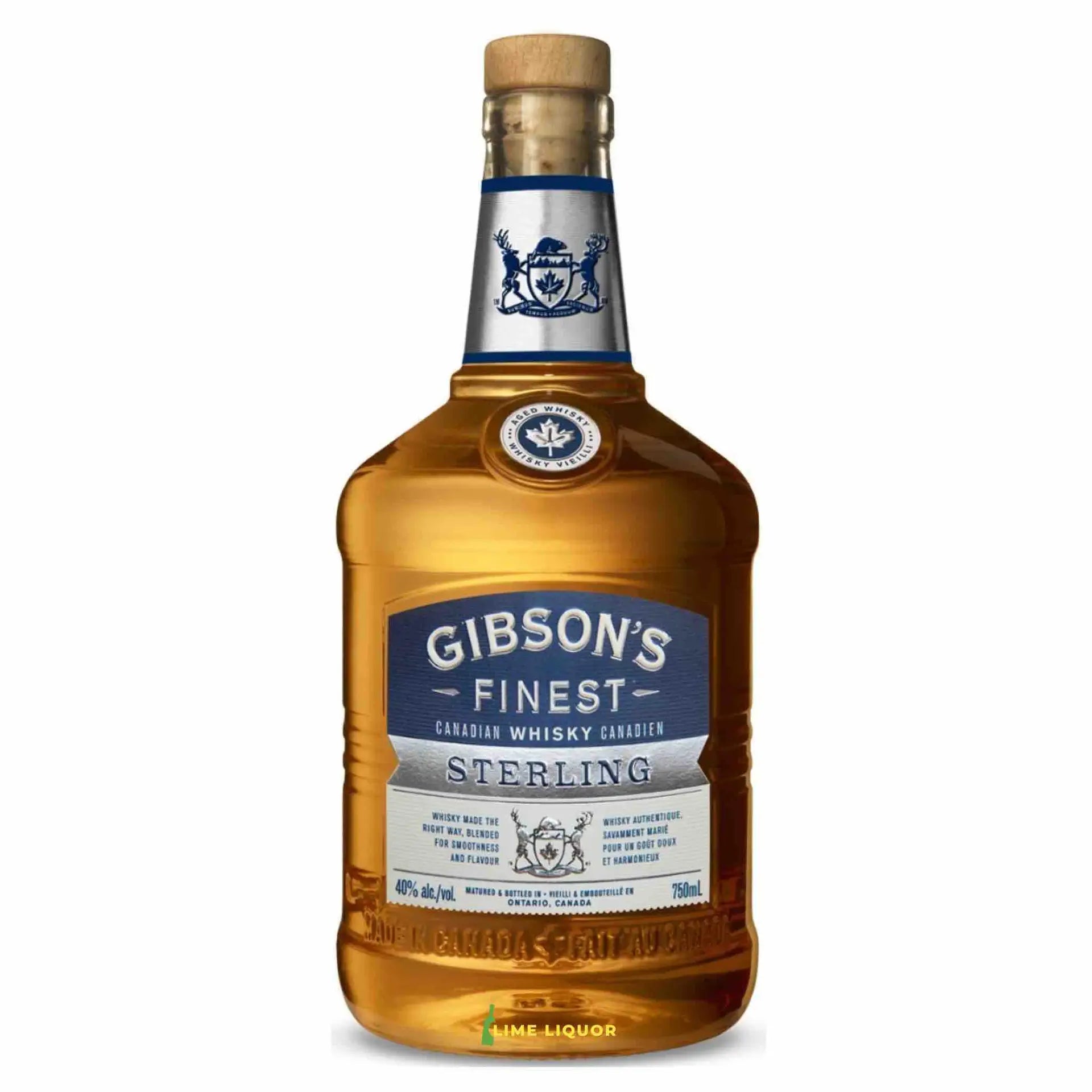 buy Gibson's Finest Sterling Canadian whisky 750mL bottle with blue label