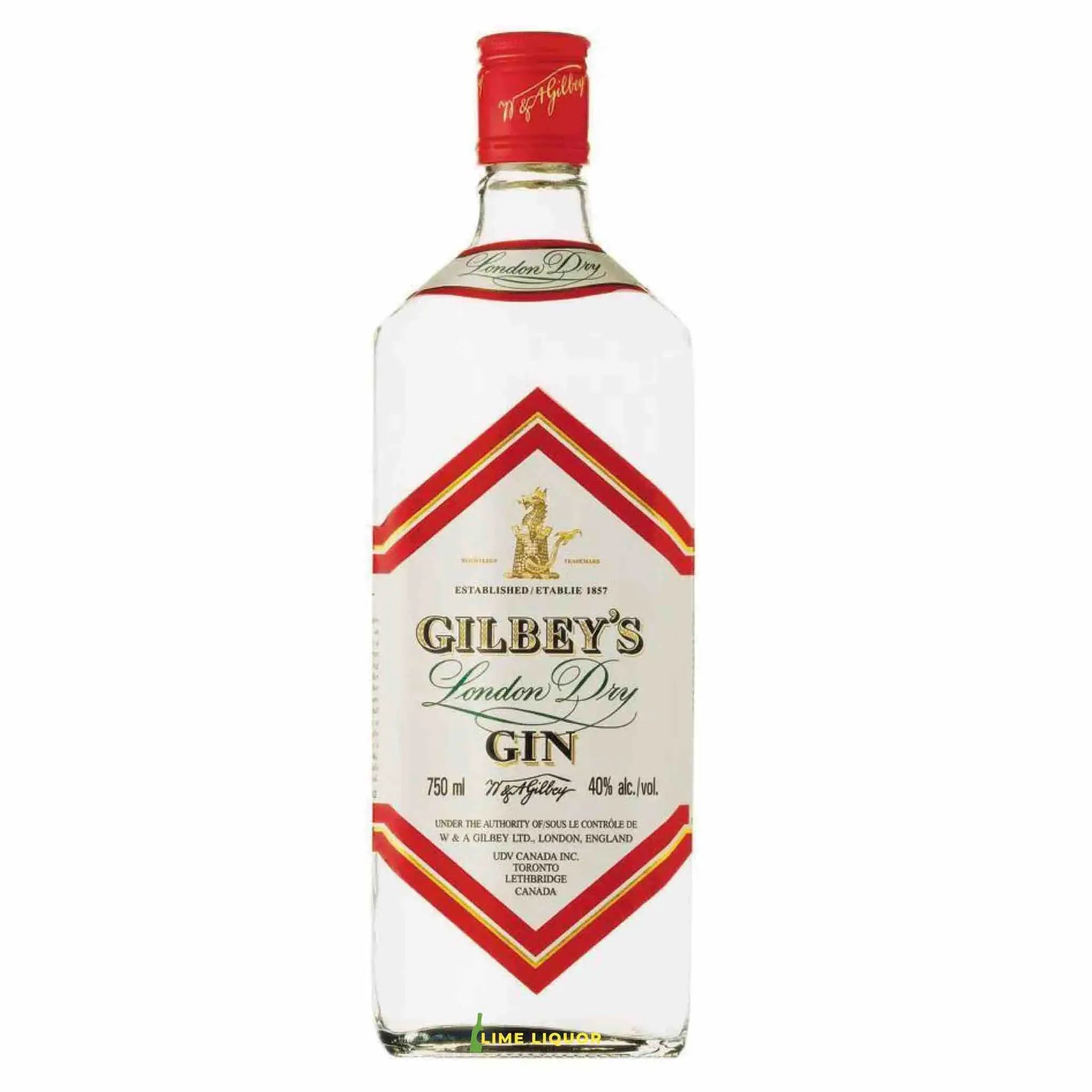 Buy Gilbey's London Dry Gin 1.14L bottle, clear glass with red and gold label