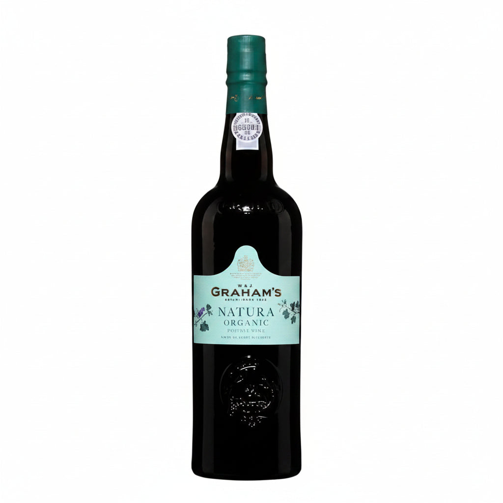 Bottle of Graham's Natura Reserve Port wine in 750mL bottle with label visible, showcasing the rich and smooth port from Graham's.