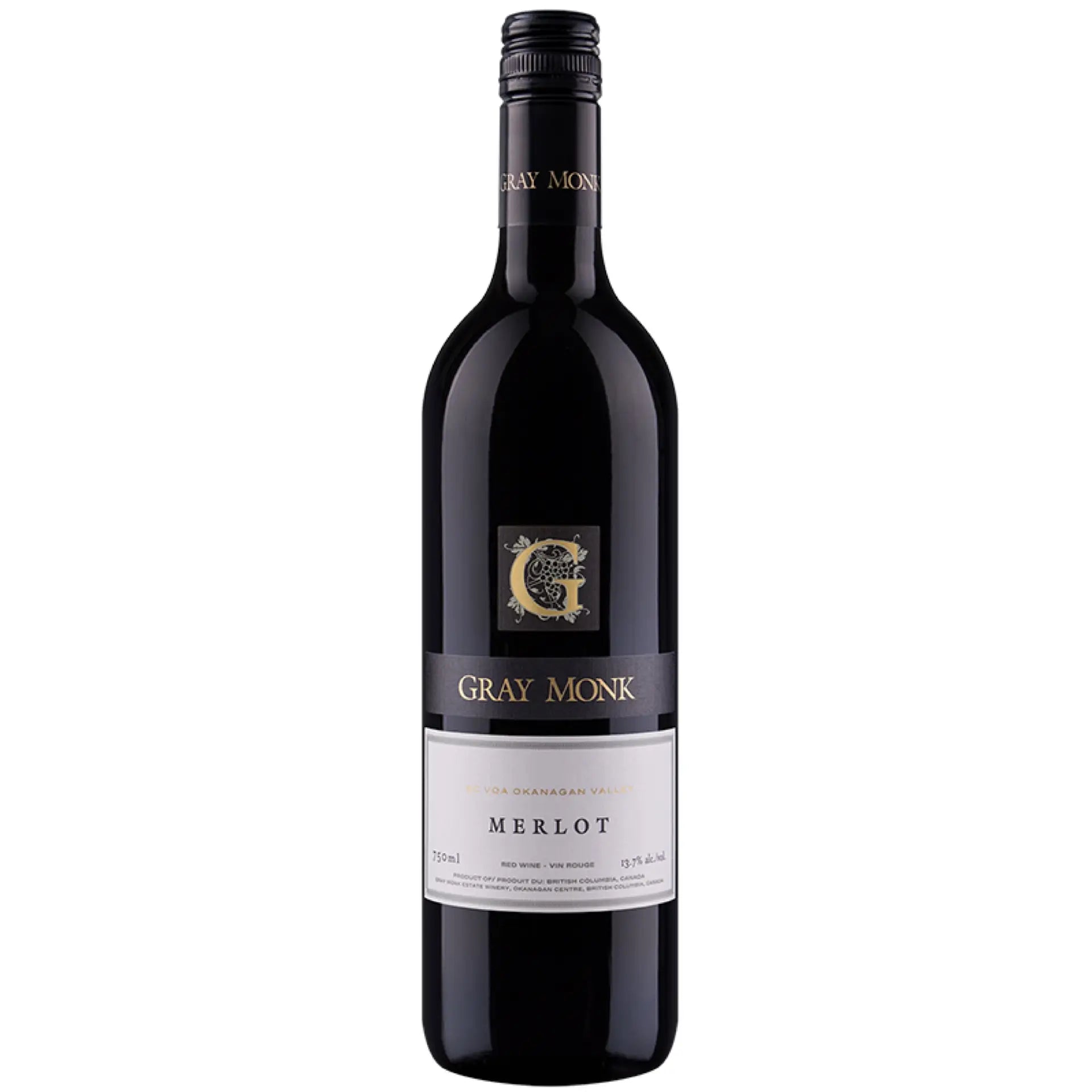 Buy Gray Monk Merlot red wine 750ml, Okanagan Valley, bottle with label visible
