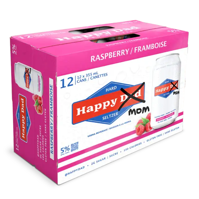 Happy Dad Mom Hard Seltzer Raspberry 12 Pack Cans Bottle Image