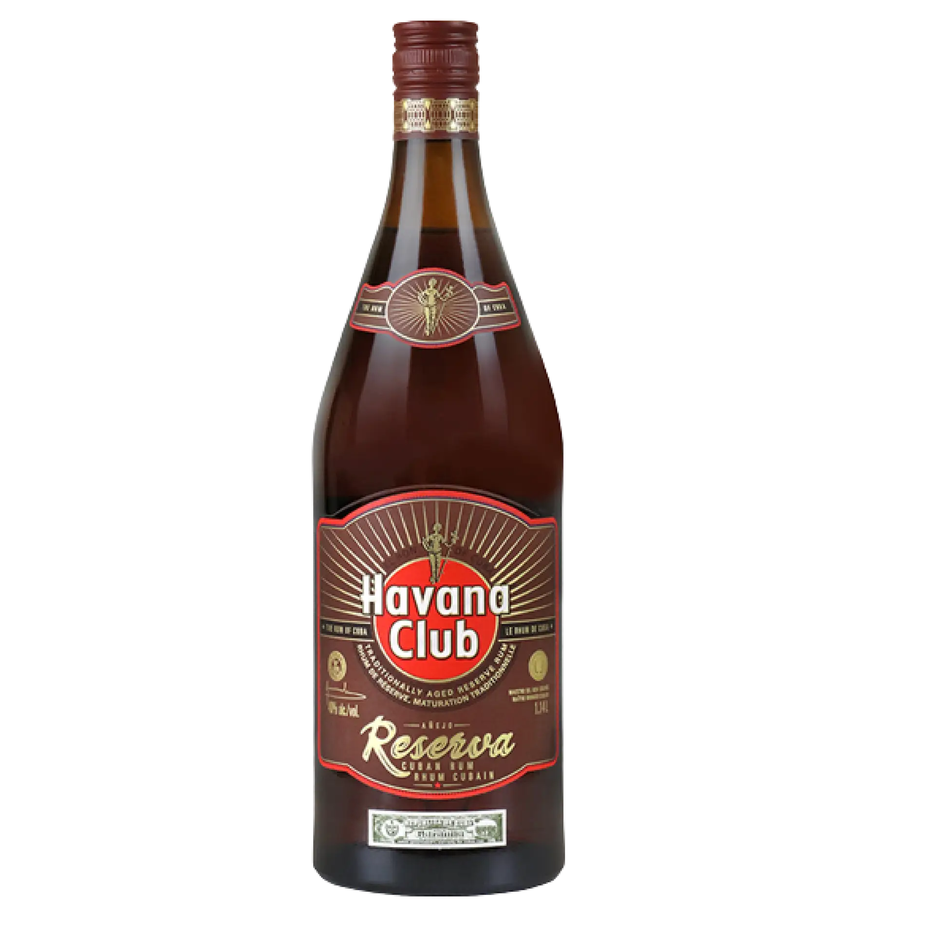 Buy Havana Club Anejo Reserva 1.14L bottle, Cuban rum with red and gold label