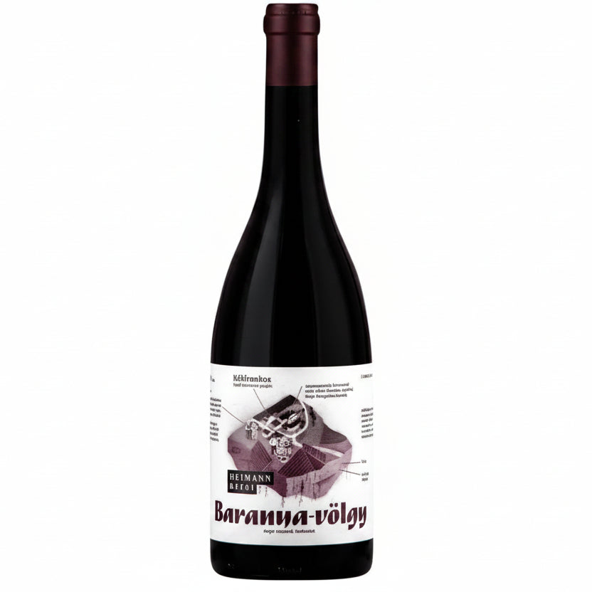 Heimann Baranya-Volgy Kekfrankos red wine bottle 750mL with label, showcasing Hungarian wine from the Heimann brand.
