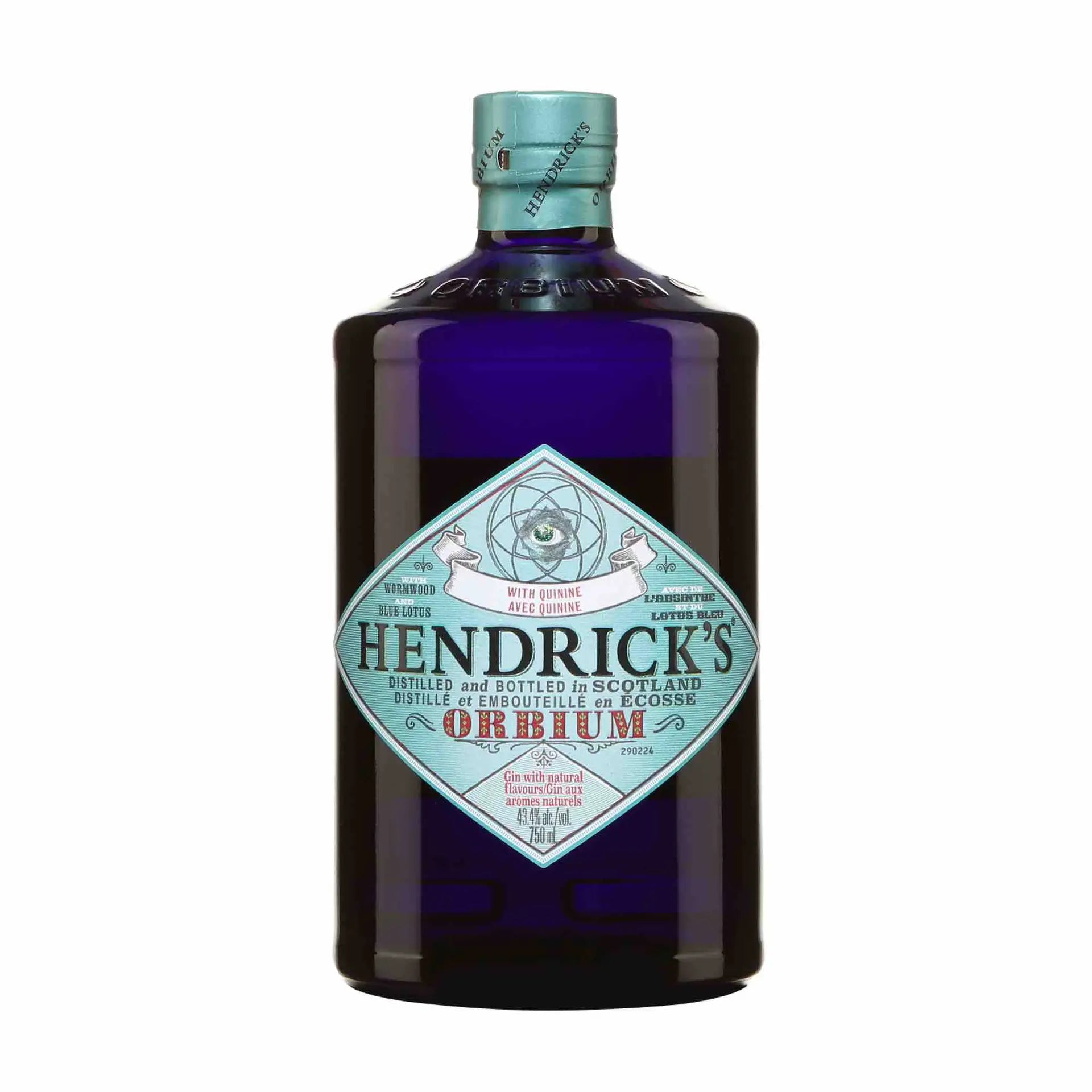 Buy Hendrick's Orbium 750mL gin, blue bottle with vintage label, spirits online Canada