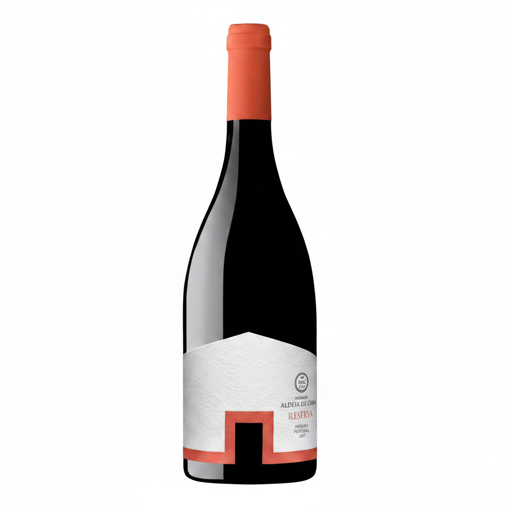 Bottle of Herdade Aldeia De Cima Alyantiju Reserva wine, 750mL, featuring elegant label design and deep red wine inside.
