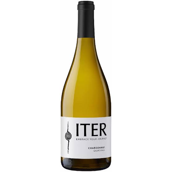 Bottle of Iter Chardonnay 750mL showing the label and clear glass bottle with golden-colored wine inside.