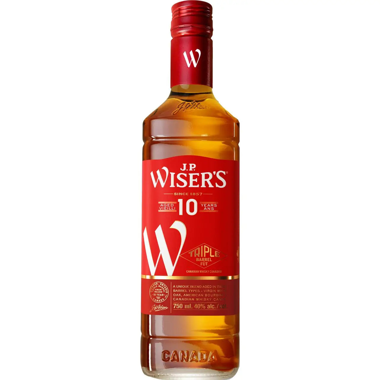 J P Wiser S 10 Year Old Canadian Whisky 750Ml Bottle Image