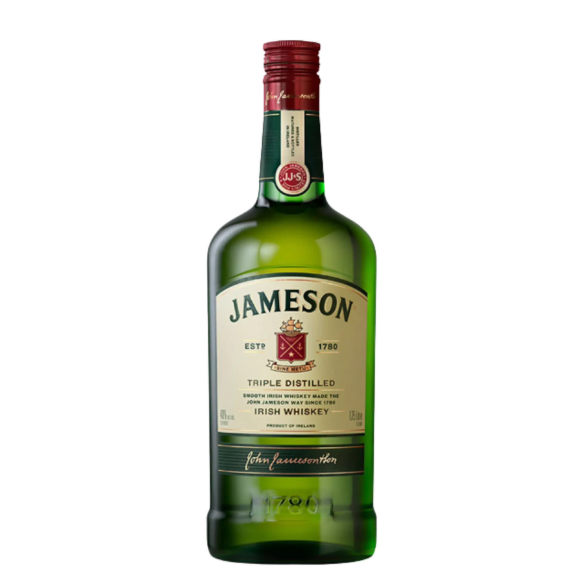 buy Jameson Irish Whiskey 1.75L green bottle with cream label and red cap