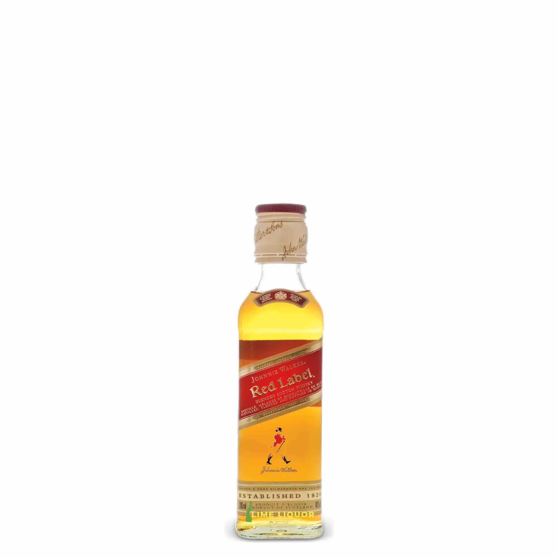 Buy Johnnie Walker Red Label 200mL whisky bottle with red label and gold cap