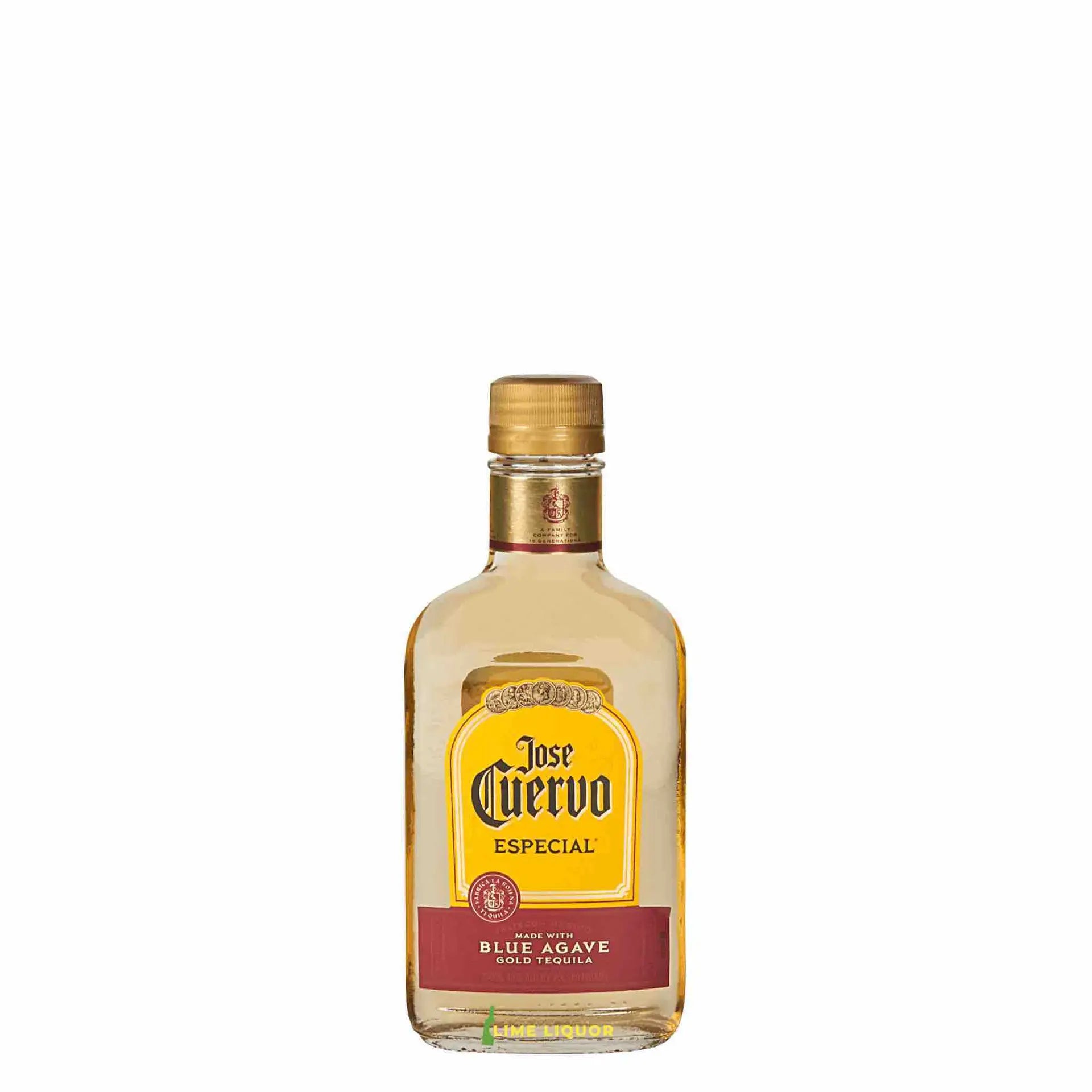 buy Jose Cuervo Especial Gold Tequila 200mL, gold tequila bottle on white background