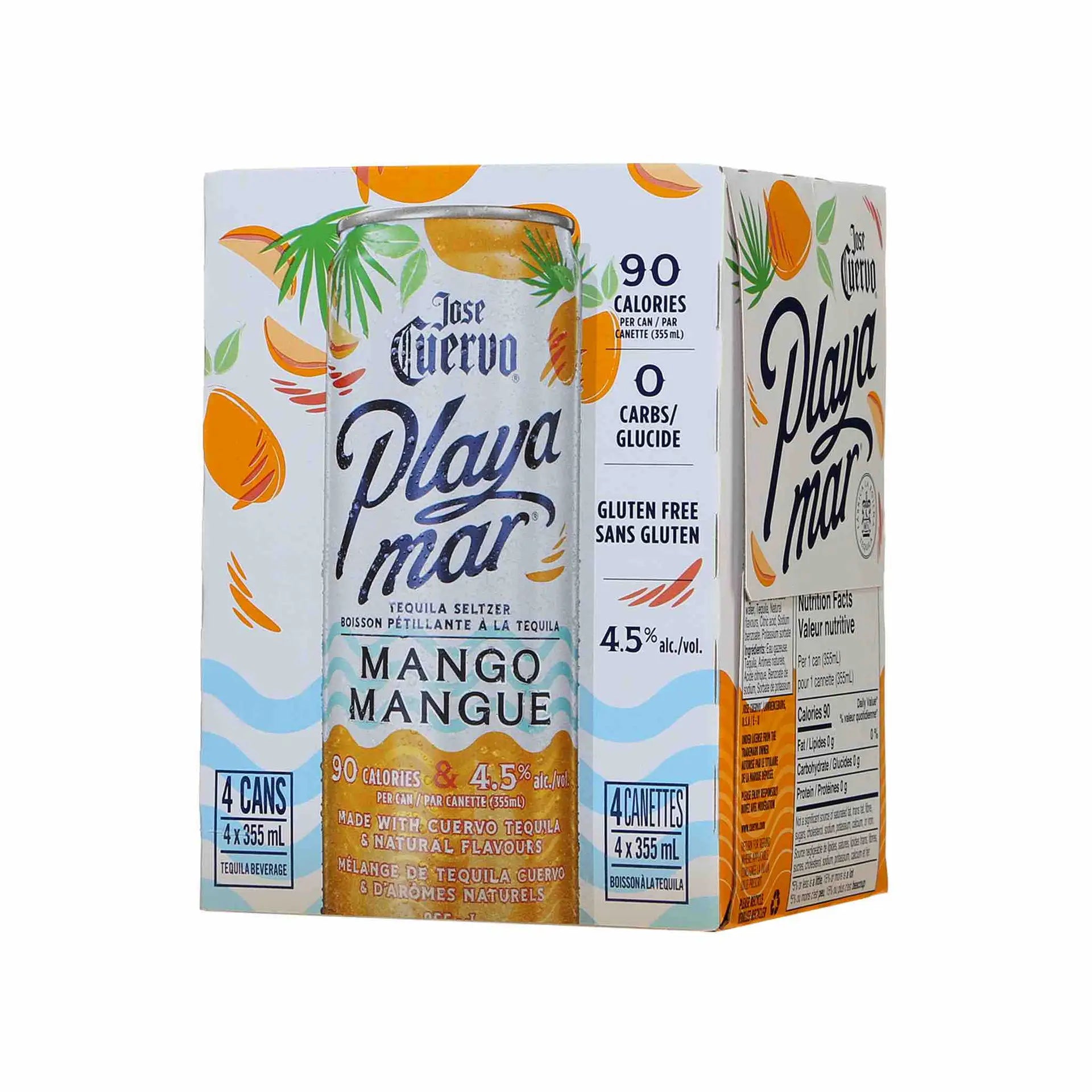 buy Jose Cuervo Playamar Mango Cooler 4x355mL cans, tequila seltzer with mango flavor