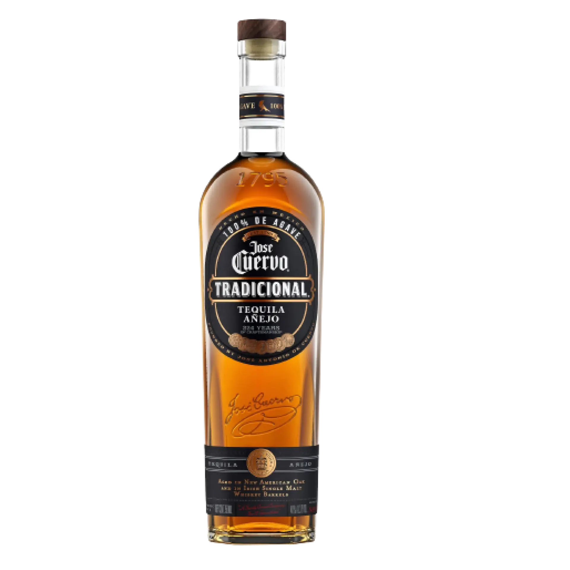 Buy Jose Cuervo Tradicional Anejo Tequila 750mL, aged tequila in a clear glass bottle.
