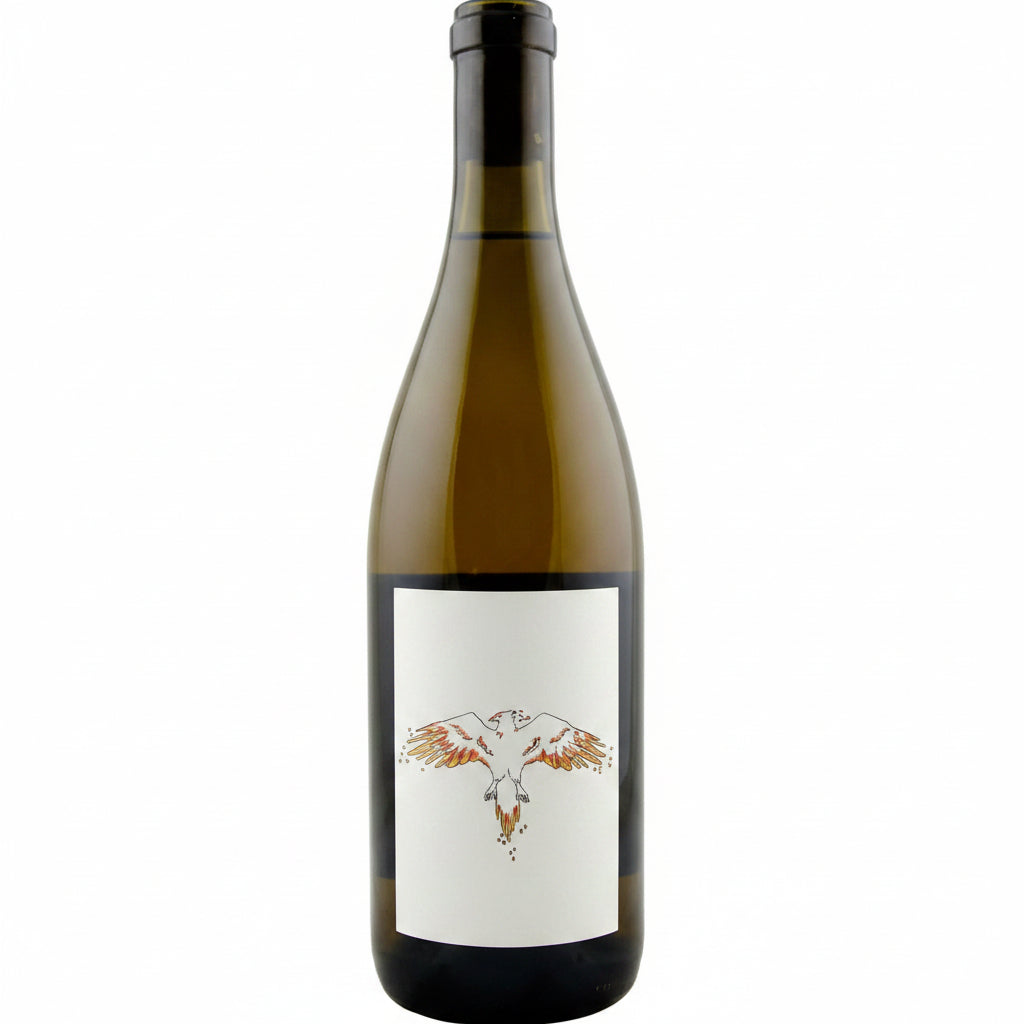 Kelley Fox Willamette Valley Blanc wine bottle, 750mL with a white label and elegant design, displayed on a wooden surface.