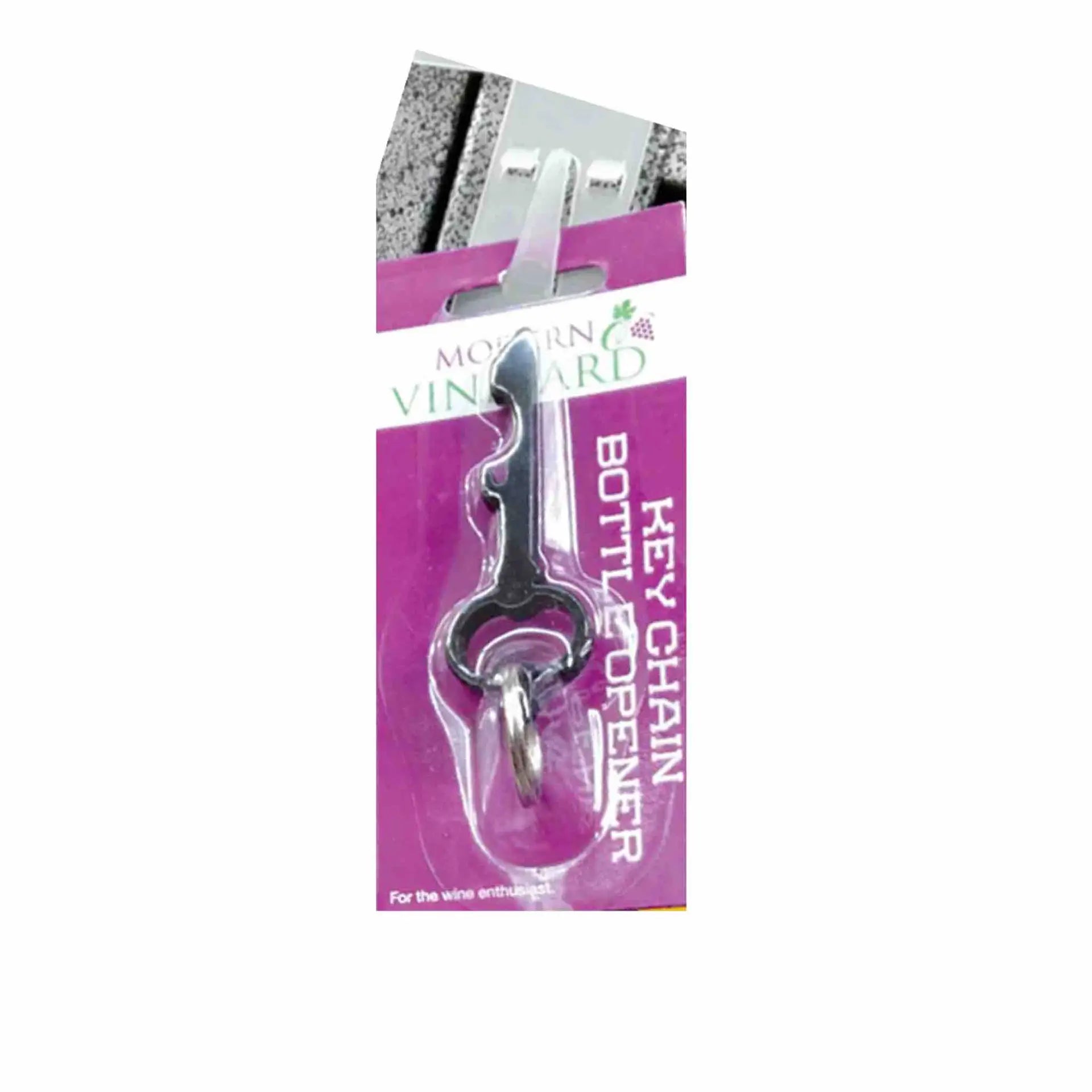 Buy key chain bottle opener on carded display, metal accessory for opening bottles