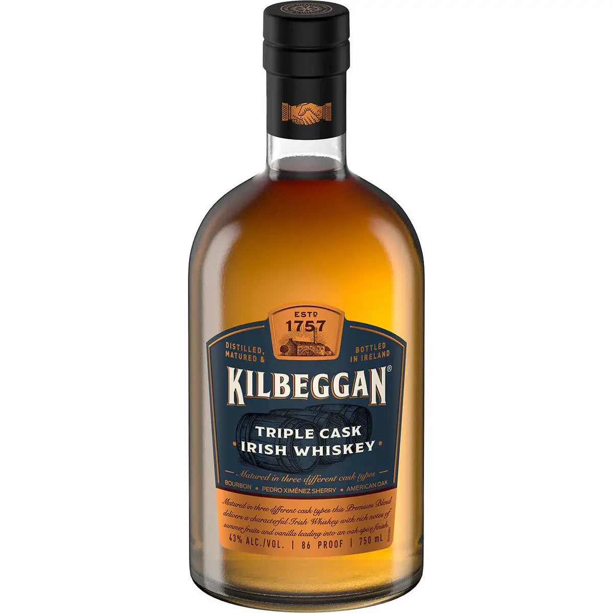 Kilbeggan Triple Cask Irish Whisky 750Ml Bottle Image