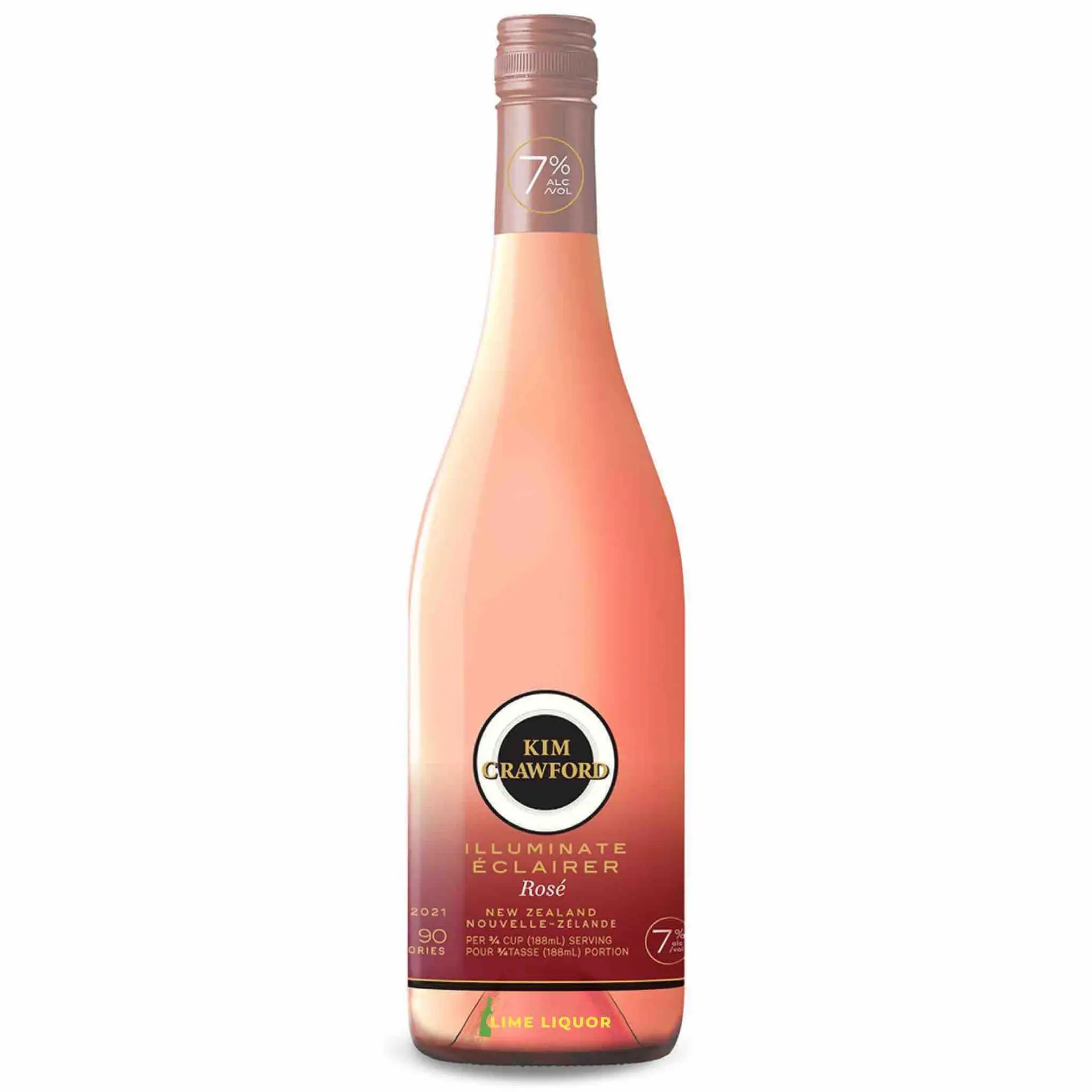 Buy Kim Crawford Illuminate Rosé 750mL, New Zealand wine, pink bottle, 7% ABV.