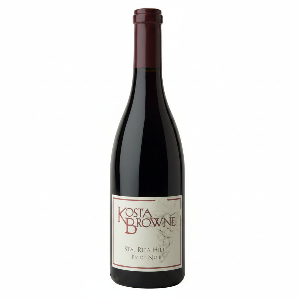 Kosta Browne Santa Rita Hills Pinot Noir wine bottle, 750mL, featuring a sleek label and dark glass bottle.