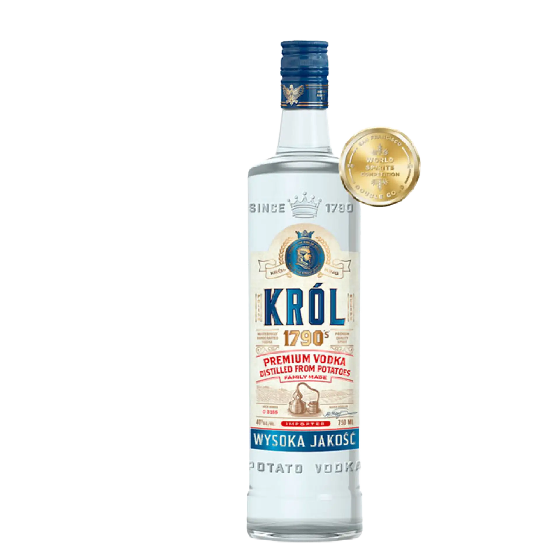Buy Krol Potato Vodka 750mL, premium potato vodka bottle with award medal