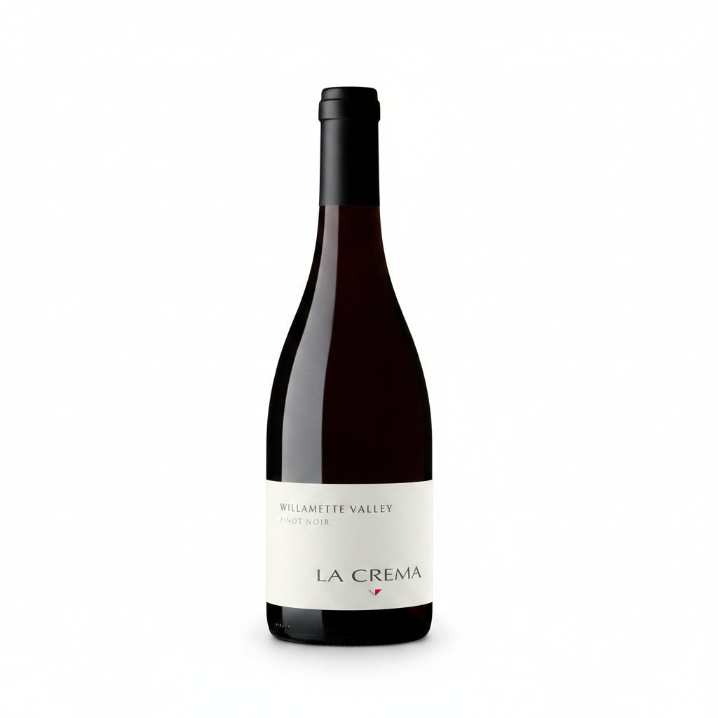 Bottle of La Crema Pinot Noir from Willamette Valley, 750mL, featuring a dark glass wine bottle with a label displaying the brand and wine type.