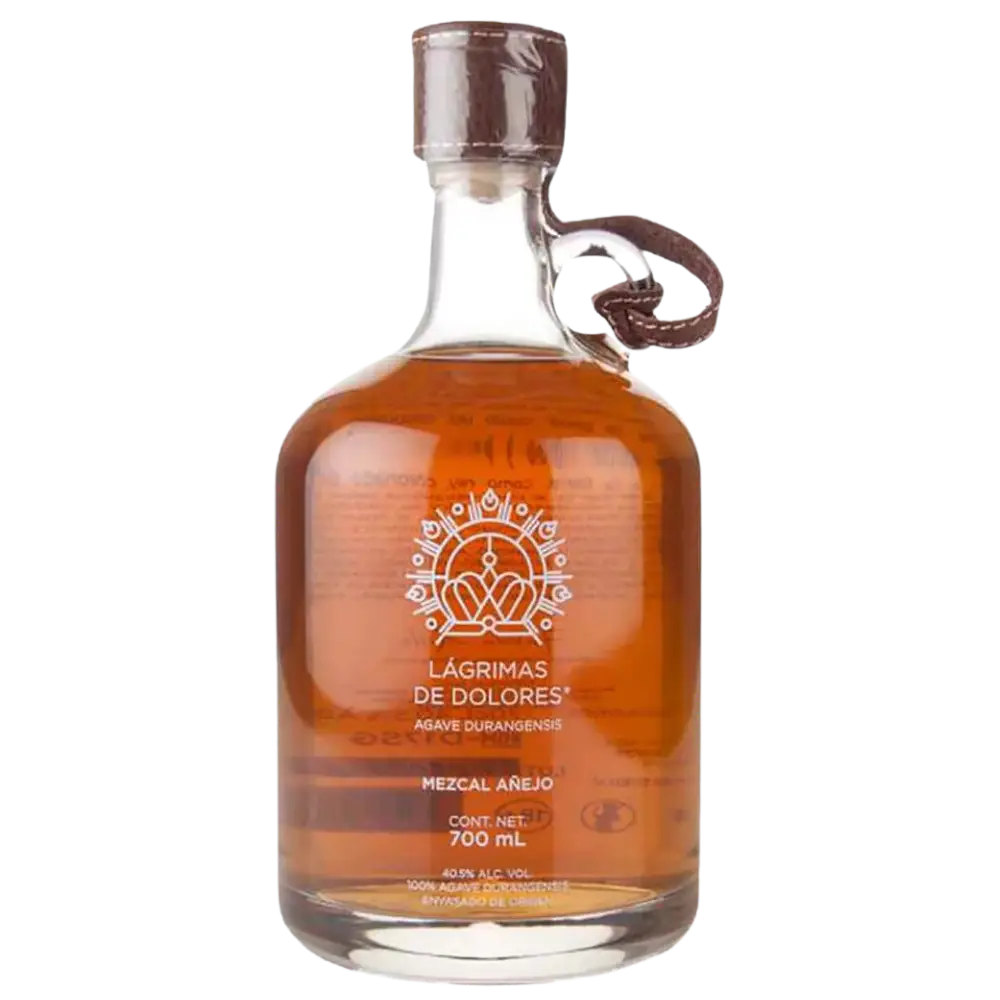Buy Lagrimas De Dolores Cenizo Anejo mezcal, 700mL bottle with amber liquid and brown cap