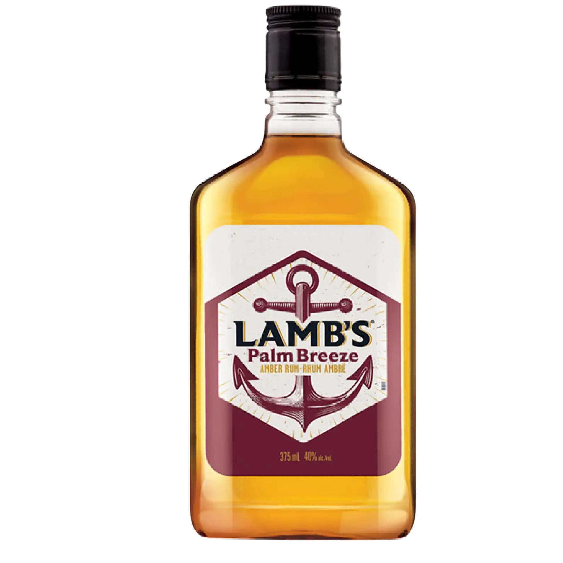 Buy Lamb's Palm Breeze 375mL amber rum with anchor label and black cap.