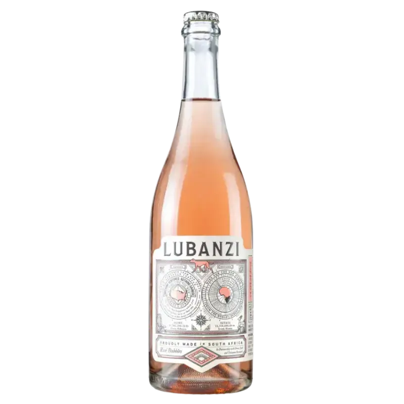 Buy Lubanzi Wines Rosé Bubbles 750mL, sparkling rosé wine in clear glass bottle