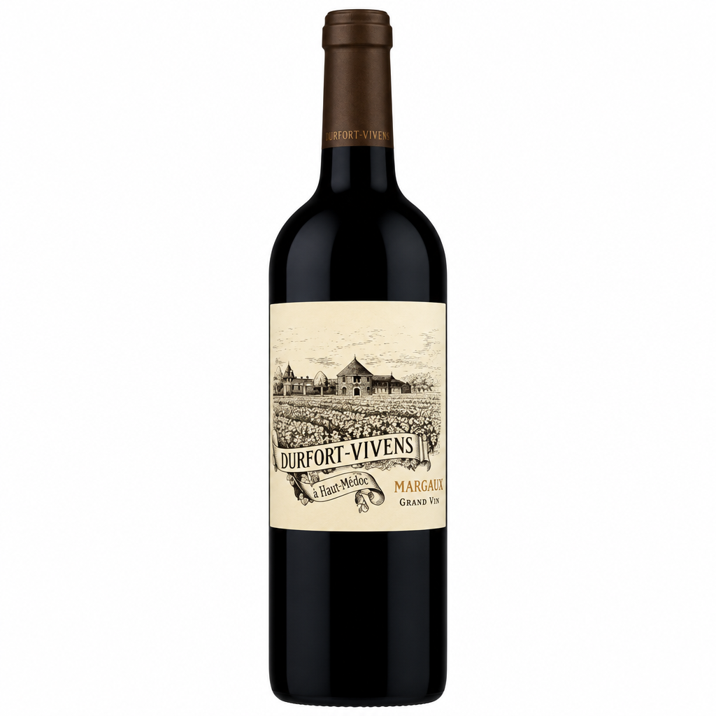 Chateau Durfort-Vivens Le Hameau wine label featuring elegant design and classic typography on a white background