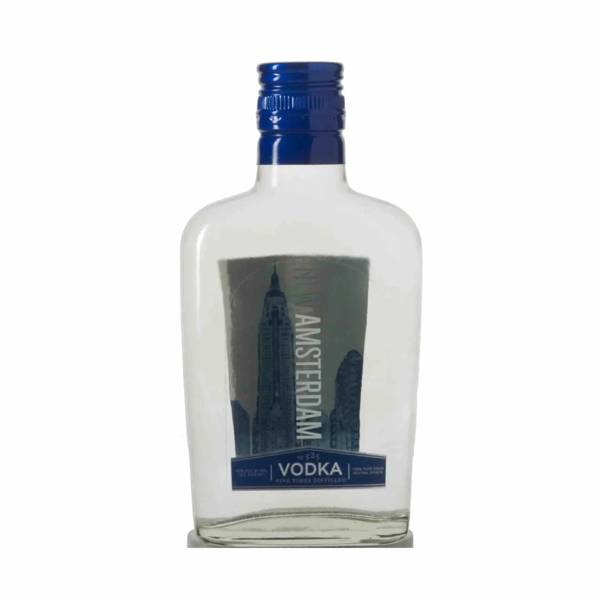 buy New Amsterdam Vodka 200mL clear bottle with blue cap and skyline label