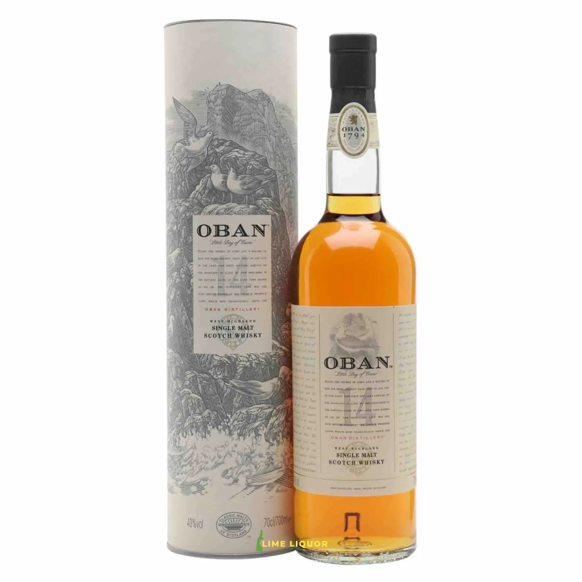 Buy Oban 14 Year Old Single Malt Scotch Whisky 750mL bottle with packaging