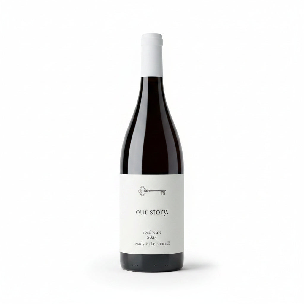 Bottle of Our Story Cabernet Merlot wine in a 750mL bottle, featuring a dark glass and wine label with a red and black design.