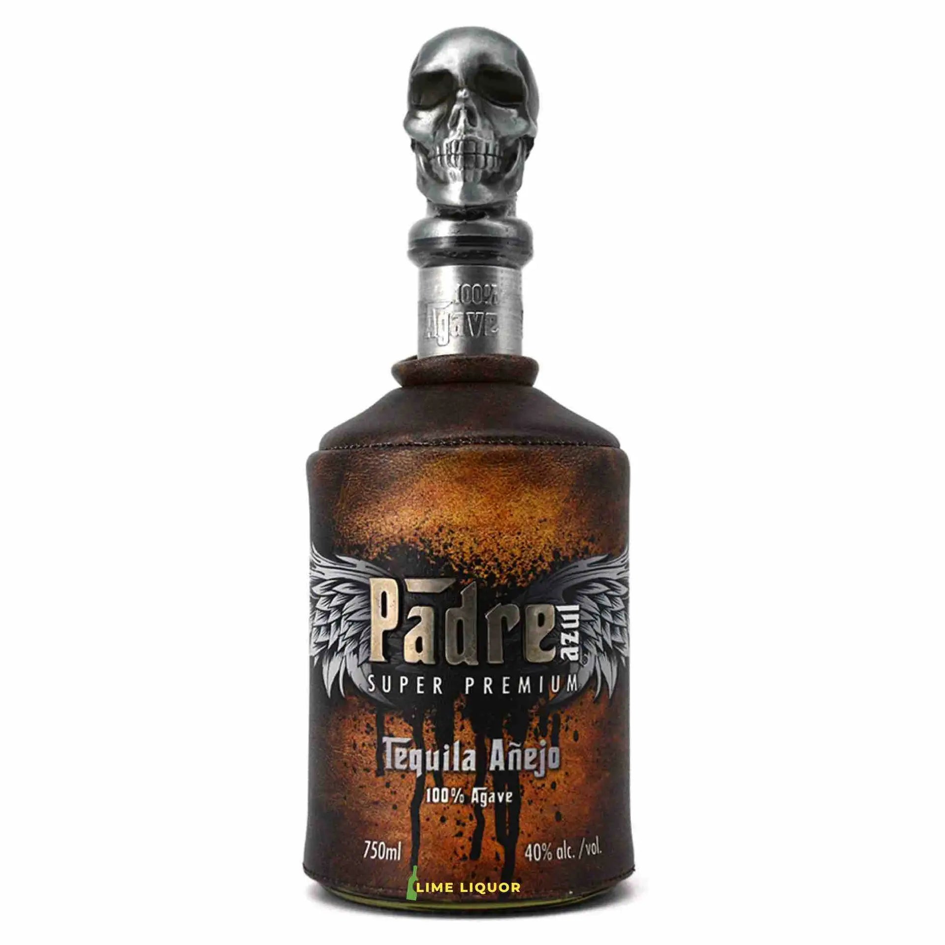 Buy Padre Azul Tequila Anejo 750ml, premium spirits bottle with skull cap and agave label