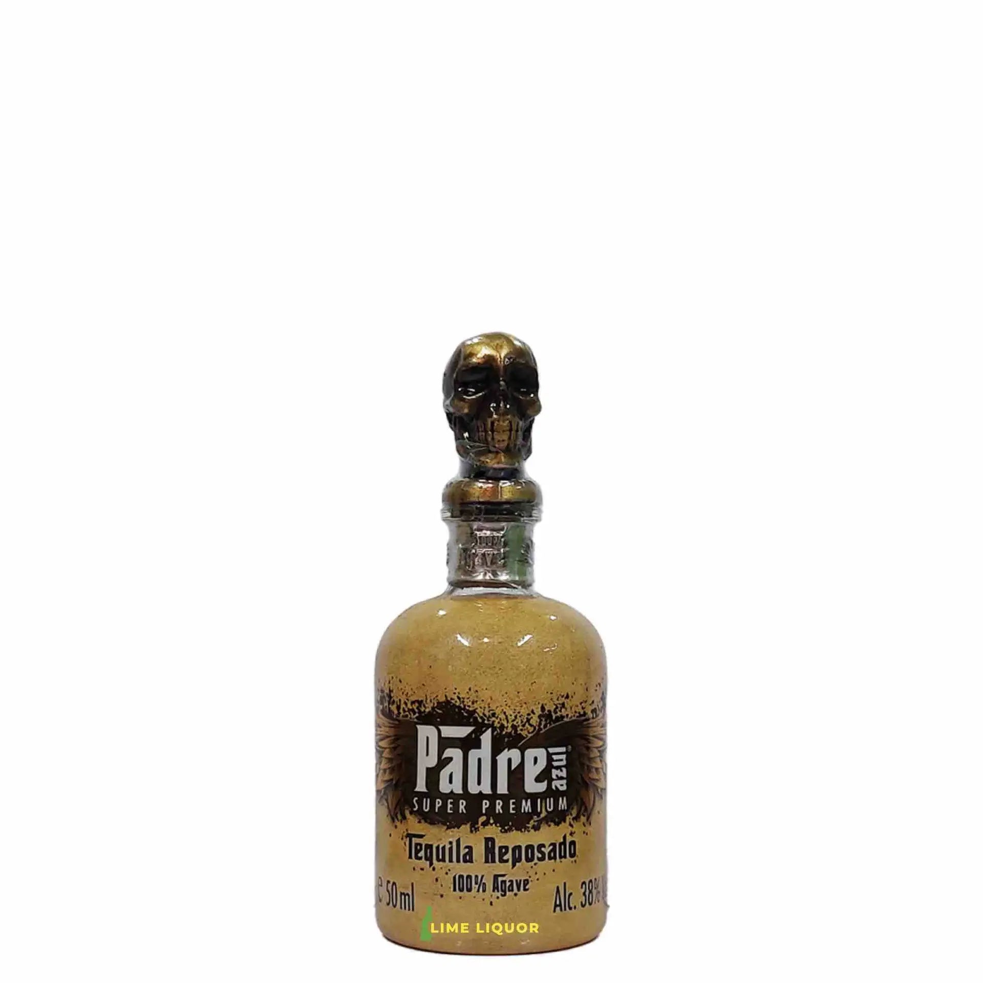 Buy Padre Azul Reposado 50mL tequila mini bottle with skull cap, premium agave spirit