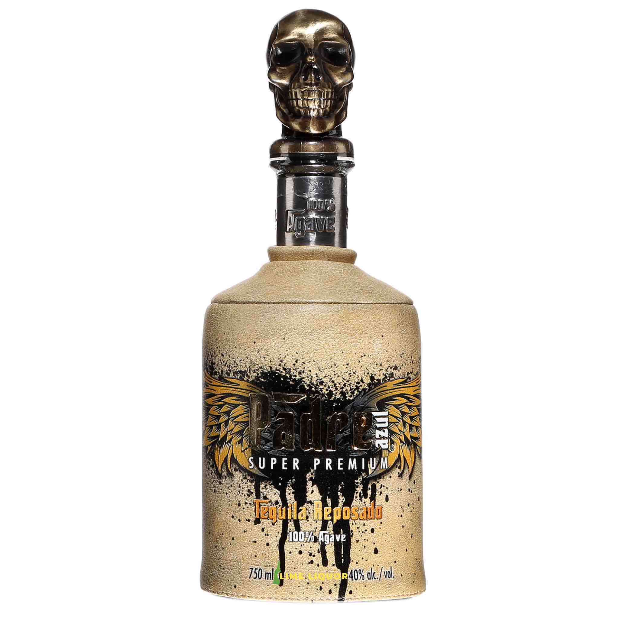 Buy Padre Azul Reposado tequila 750mL, premium liquor bottle with skull cap design