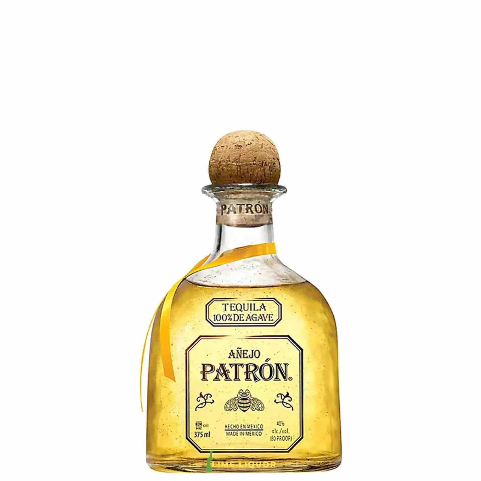 buy Patrón Añejo Tequila 375mL bottle with cork and yellow label