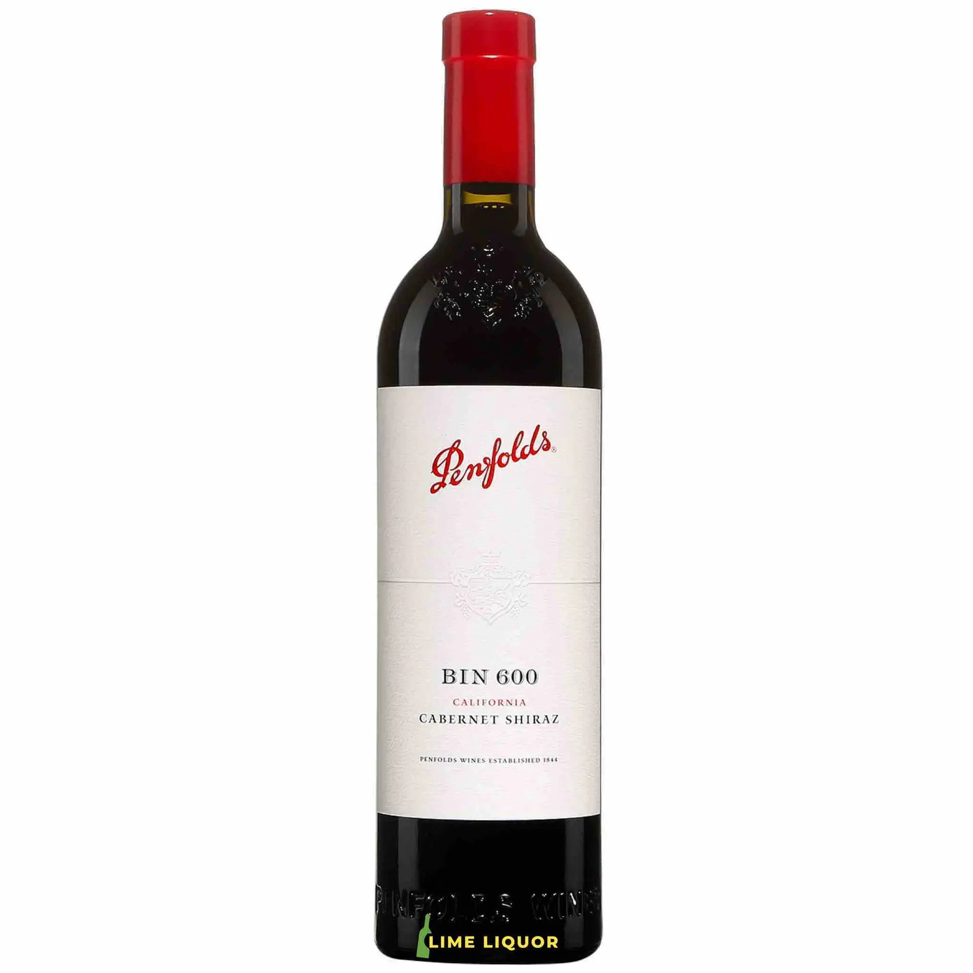 Buy Penfolds Bin 600 Cabernet Shiraz 750mL red wine bottle with red cap
