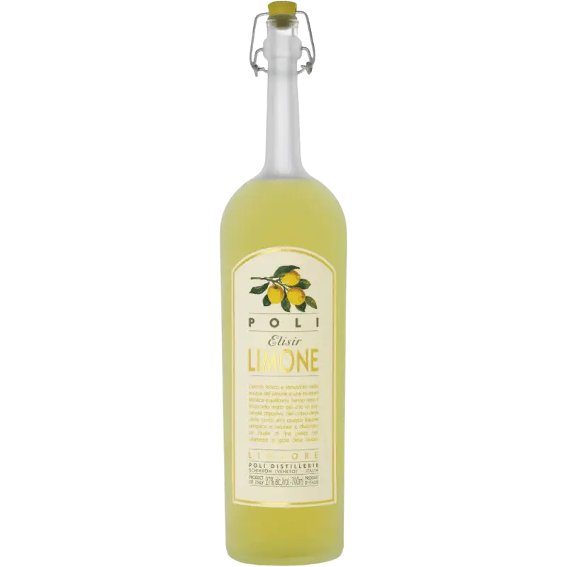 Buy Poli Elisir Limone lemon liqueur, 700mL bottle with yellow label and lemon graphic