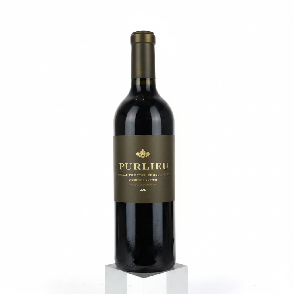 Bottle of Purlieu Teucer Vineyard Cabernet Sauvignon 750mL with a dark red wine in a clear glass bottle.